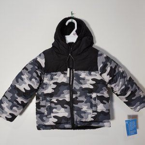 New Falls Creek Boy Toddler Grey/ Black Camo Reversible Hooded Jacket Coat 2T